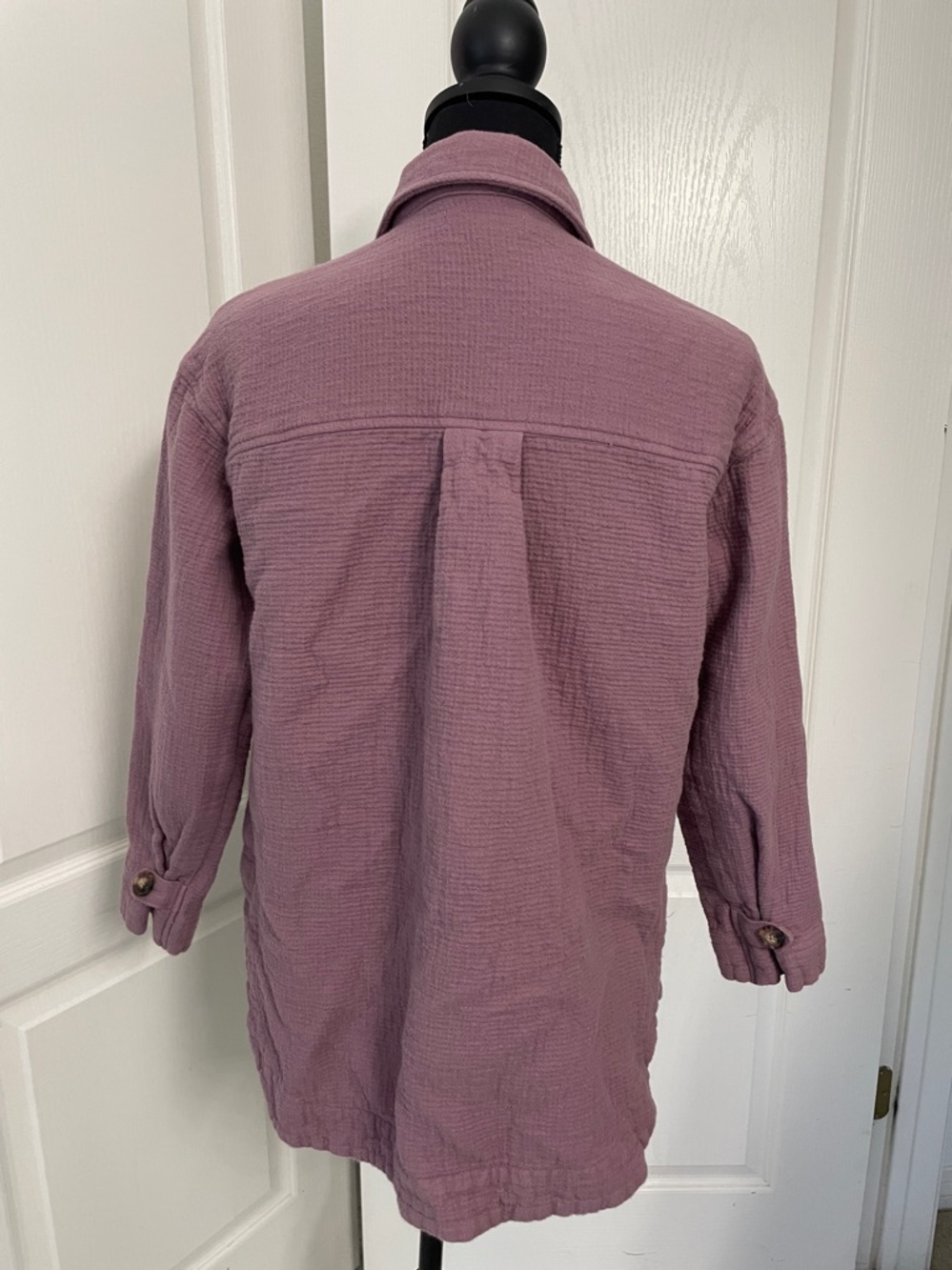 Madewell Shirt Jacket Faded Fig waffle cotton XS lightweight purple blazer - Picture 6 of 9